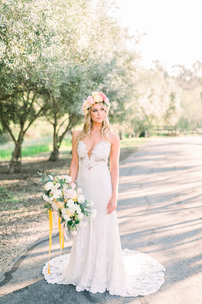 Higuera Ranch Bridal Portraits with White Horse | Kelley Williams ...
