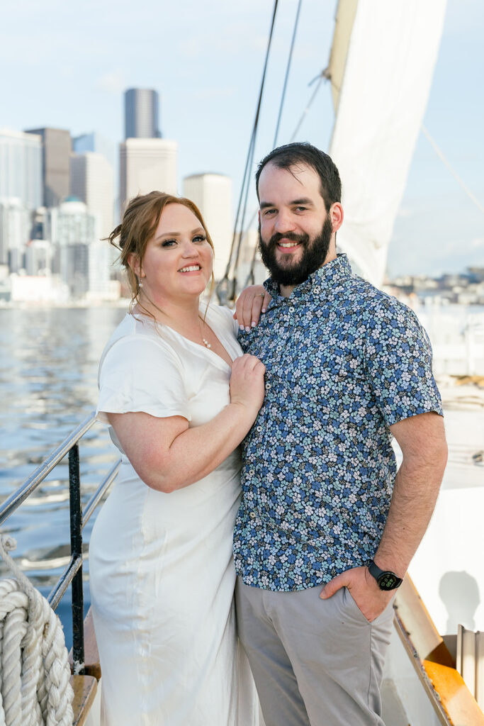 seattle wedding photographer. Sailboat wedding welcome party. washington wedding photographer.
