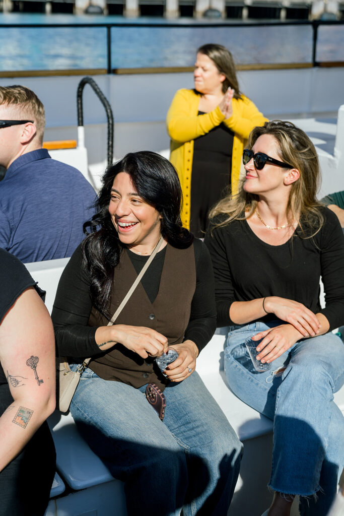 seattle wedding photographer. Sailboat wedding welcome party. washington wedding photographer.